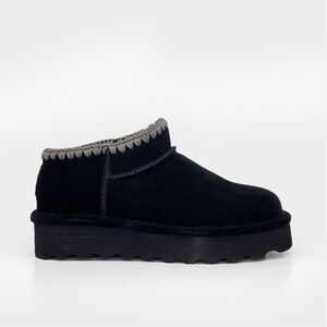 BearPaw Black and Gray Knit Trim Slip-On Lana Clog Wool Lined Boots 10
